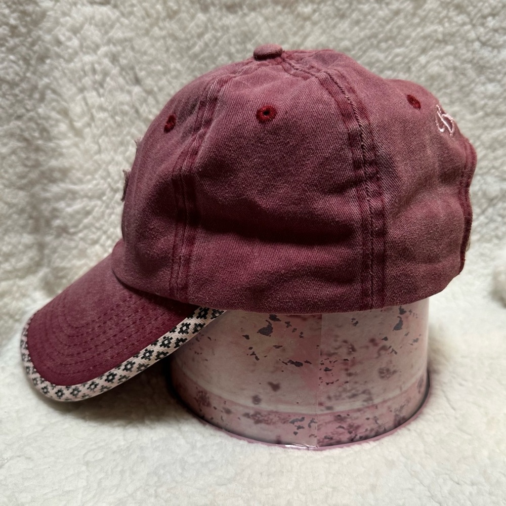 Blessed Girl Red w/Black & White Trim Cross 100% Cotton Velcro Strap Back Hat - Picture 4 of 9